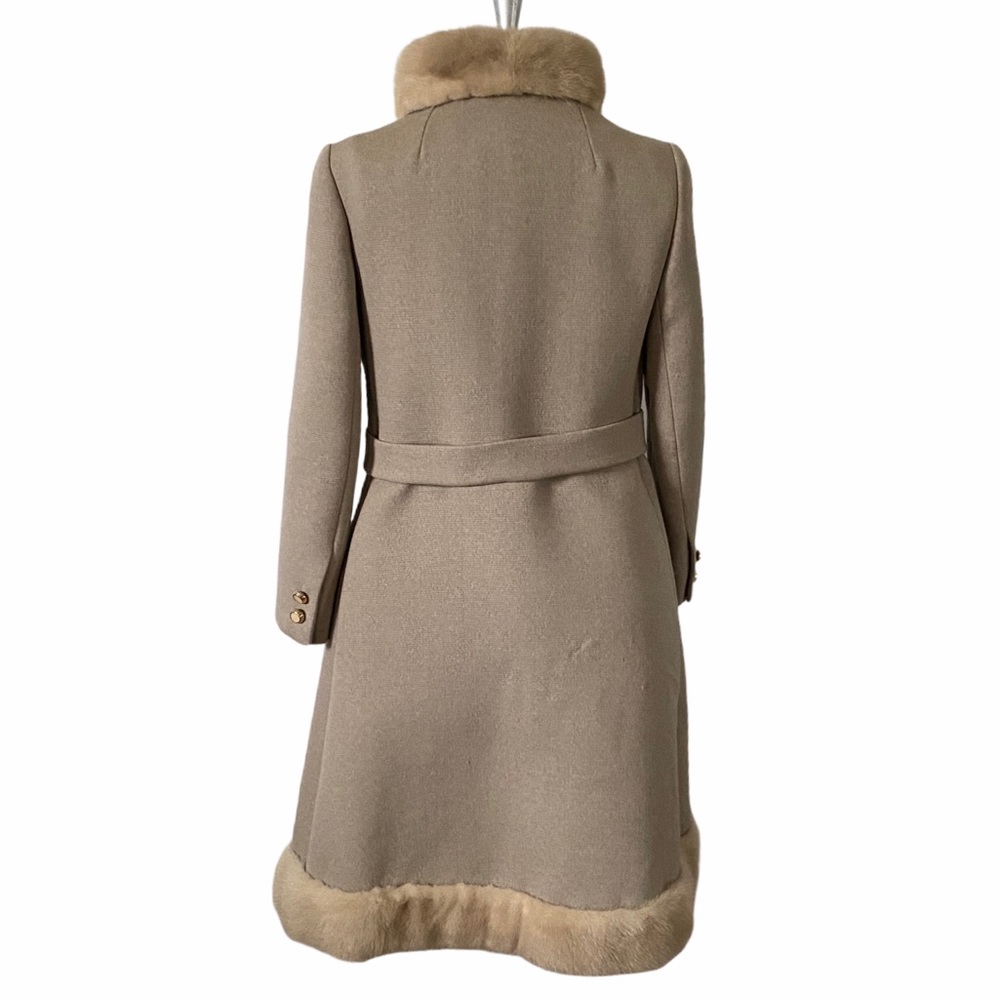 Vintage Blonde Mink & Wool Overcoat Beige Coat - Picture 3 of 15